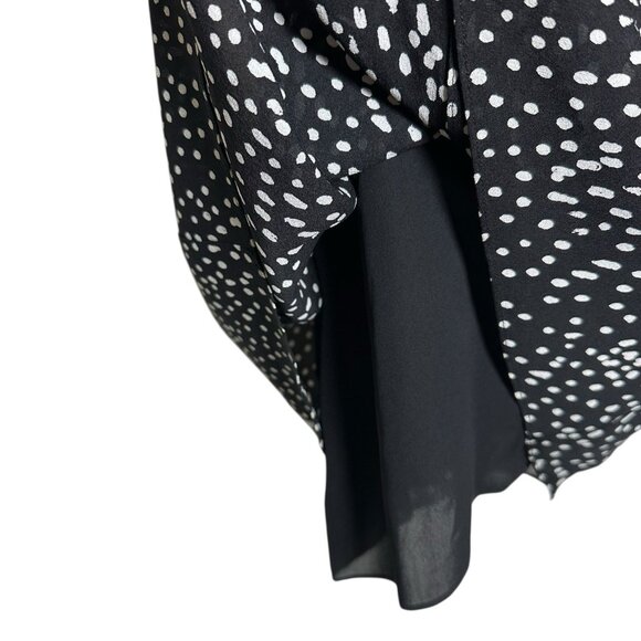 A.L.C. Women’s Sz 2 Sleeveless Black White Polka Dot Shift Lined Dress 100% Silk - Picture 9 of 13